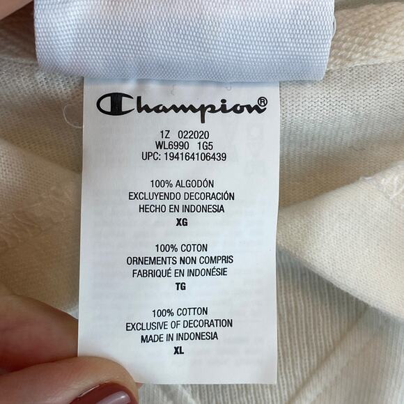 Champion Multicolor Oversized Tie-Dye Cotton Cropped Hoodie Sweatshirt Size XL - Picture 8 of 11